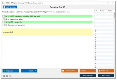 Cisco 500-210 SP Optical Technology Field Engineer Representative Practice test exam simulator test engine exam Prep practice test questions answers Image 3