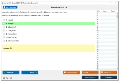 Oracle 1z0-518 Oracle EBS R12.1 Receivables Essentials Practice test exam simulator test engine exam Prep practice test questions answers Image 9