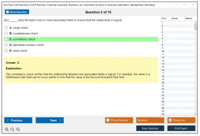 Test Prep CLEP-Business CLEP Business: Financial Accounting, Business Law, Information Systems & Computer Applications, Management, Marketing Practice test exam simulator test engine exam Prep practice test questions answers Image 2