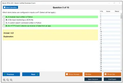 Splunk SPLK-2001 Splunk Certified Developer Exam Practice test exam simulator test engine exam Prep practice test questions answers Image 5