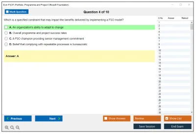 Exin P3OF Portfolio, Programme and Project Offices® Foundation Practice test exam simulator test engine exam Prep practice test questions answers Image 4