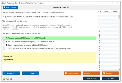 Google Professional-Cloud-Developer Google Certified Professional - Cloud Developer Practice test exam simulator test engine exam Prep practice test questions answers Image 10