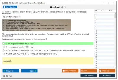 EMC DES-4122 Specialist - Implementation Engineer PowerEdge Version 2.0 Practice test exam simulator test engine exam Prep practice test questions answers Image 8