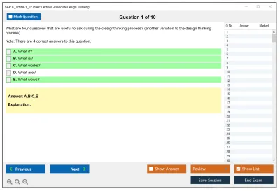 SAP C_THINK1_02 SAP Certified Associate - Design Thinking Practice test exam simulator test engine exam Prep practice test questions answers Image 1