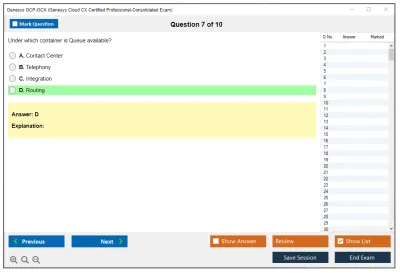 Genesys GCP-GCX Genesys Cloud CX Certified Professional - Consolidated Exam Practice test exam simulator test engine exam Prep practice test questions answers Image 7