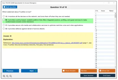 Cisco 700-505 SMB Specialization for Account Managers Practice test exam simulator test engine exam Prep practice test questions answers Image 10