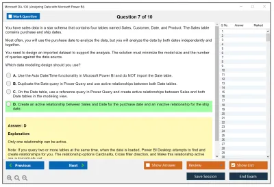 Microsoft DA-100 Analyzing Data with Microsoft Power BI Practice test exam simulator test engine exam Prep practice test questions answers Image 7