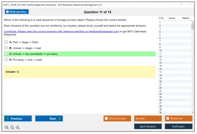 SAP C_EWM_95 SAP Certified Application Associate - SAP Extended Warehouse Management 9.5 Practice test exam simulator test engine exam Prep practice test questions answers Image 11