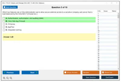 Citrix 1Y0-231 Deploy and Manage Citrix ADC 13 with Citrix Gateway Practice test exam simulator test engine exam Prep practice test questions answers Image 5