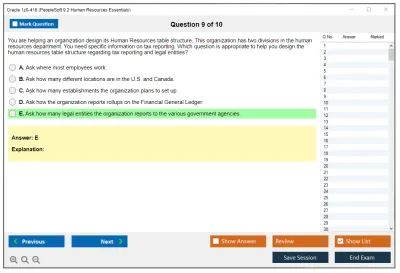 Oracle 1z0-416 PeopleSoft 9.2 Human Resources Essentials Practice test exam simulator test engine exam Prep practice test questions answers Image 9