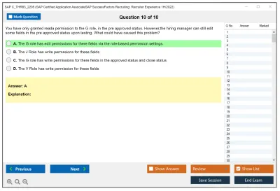 SAP C_THR83_2205 SAP Certified Application AssociateSAP SuccessFactors Recruiting: Recruiter Experience 1H/2022 Practice test exam simulator test engine exam Prep practice test questions answers Image 10