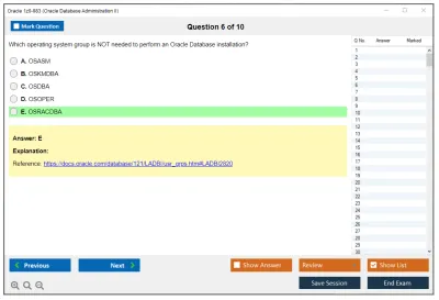 Oracle 1z0-083 Oracle Database Administration II Practice test exam simulator test engine exam Prep practice test questions answers Image 6