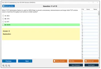 Cisco 300-415 Implementing Cisco SD-WAN Solutions (300-415 ENSDWI) Practice test exam simulator test engine exam Prep practice test questions answers Image 11