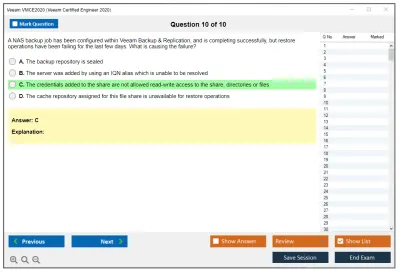 Veeam VMCE2020 Veeam Certified Engineer 2020 Practice test exam simulator test engine exam Prep practice test questions answers Image 10
