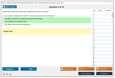 SAP C_C4HL2C_92 SAP Certified Business Associate - SAP C/4HANA Business Processes: Lead to Cash Practice test exam simulator test engine exam Prep practice test questions answers Image 2