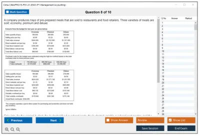 Cima CIMAPRO15-P01-X1-ENG P1 Management Accounting Practice test exam simulator test engine exam Prep practice test questions answers Image 8