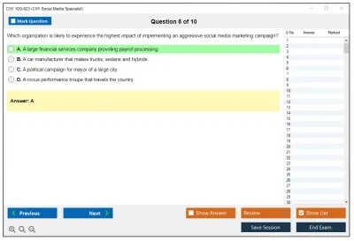 CIW 1D0-623 Social Media Strategist Practice test exam simulator test engine exam Prep practice test questions answers Image 6