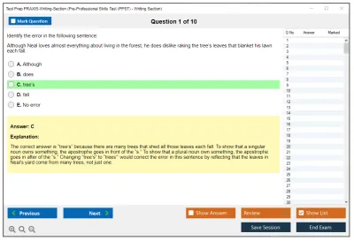 Test Prep PRAXIS-Writing-Section Pre-Professional Skills Test (PPST) - Writing Section Practice test exam simulator test engine exam Prep practice test questions answers Image 1