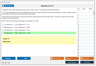 CPA FIN Finance Practice test exam simulator test engine exam Prep practice test questions answers Image 9
