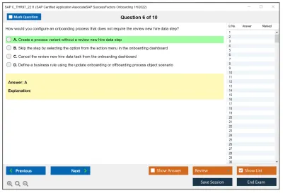 SAP C_THR97_2211 SAP Certified Application AssociateSAP SuccessFactors Onboarding 1H/2022 Practice test exam simulator test engine exam Prep practice test questions answers Image 6