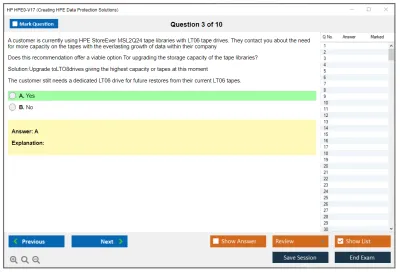 HP HPE0-V17 Creating HPE Data Protection Solutions Practice test exam simulator test engine exam Prep practice test questions answers Image 3