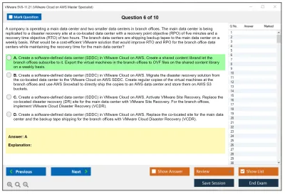 VMware 5V0-11.21 VMware Cloud on AWS Master Specialist Practice test exam simulator test engine exam Prep practice test questions answers Image 6
