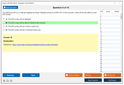 Juniper JN0-450 Mist AI. Specialist (JNCIS-MistAI) Practice test exam simulator test engine exam Prep practice test questions answers Image 6