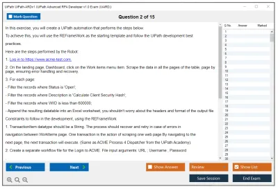 UiPath UiPath-ARDv1 UiPath Advanced RPA Developer v1.0 Exam (UiARD) Practice test exam simulator test engine exam Prep practice test questions answers Image 2