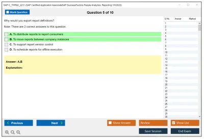 SAP C_THR92_2211 SAP Certified Application AssociateSAP SuccessFactors People Analytics: Reporting 1H/2022 Practice test exam simulator test engine exam Prep practice test questions answers Image 5