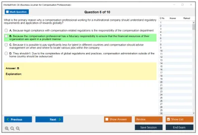 WorldatWork C8 Business Acumen for Compensation Professional Practice test exam simulator test engine exam Prep practice test questions answers Image 6