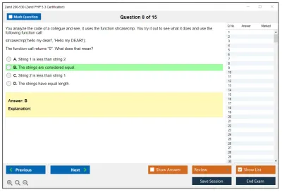 Zend 200-530 Zend PHP 5.3 Certification Practice test exam simulator test engine exam Prep practice test questions answers Image 8