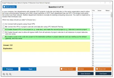 Google Professional-Cloud-Network-Engineer Google Cloud Certified - Professional Cloud Network Engineer Practice test exam simulator test engine exam Prep practice test questions answers Image 4