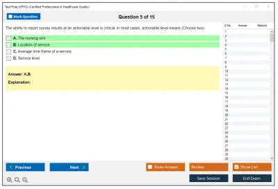 Test Prep CPHQ Certified Professional in Healthcare Quality Examination Practice test exam simulator test engine exam Prep practice test questions answers Image 5