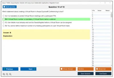 Avaya 71400X Avaya Equinox Solution with Avaya Aura Collaboration Applications Integration Exam Practice test exam simulator test engine exam Prep practice test questions answers Image 10