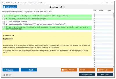 Avaya 71300X Avaya Aura Communication Applications Integration Exam Practice test exam simulator test engine exam Prep practice test questions answers Image 1