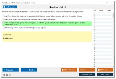 Alcatel-Lucent 4A0-107 Nokia Quality of Service Practice test exam simulator test engine exam Prep practice test questions answers Image 15