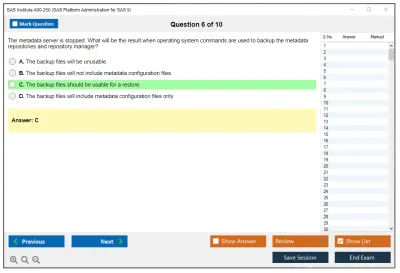 SAS Institute A00-250 A00-250 SAS Platform Administration for SAS9 Practice test exam simulator test engine exam Prep practice test questions answers Image 6