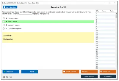 Six Sigma ICGB IASSC Certified Lean Six Sigma Green Belt Practice test exam simulator test engine exam Prep practice test questions answers Image 6