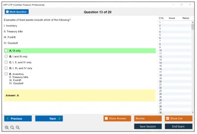 AFP CTP Certified Treasury Professional Practice test exam simulator test engine exam Prep practice test questions answers Image 13