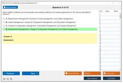 IBM C9510-052 Collaborative Lifecycle Management V4 Practice test exam simulator test engine exam Prep practice test questions answers Image 9