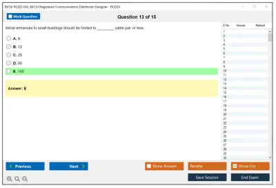BICSI RCDD-002 BICSI Registered Communications Distribution Designer - RCDD Practice test exam simulator test engine exam Prep practice test questions answers Image 13