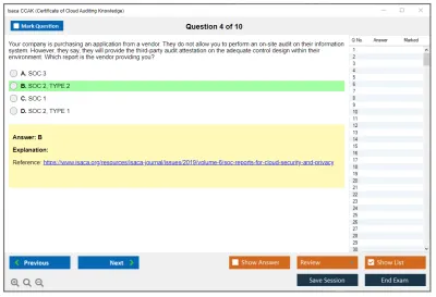 Isaca CCAK Certificate of Cloud Auditing Knowledge Practice test exam simulator test engine exam Prep practice test questions answers Image 4