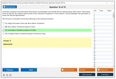 Salesforce Field-Service-Lightning-Consultant Salesforce Certified Field Service Lightning Consultant Practice test exam simulator test engine exam Prep practice test questions answers Image 10