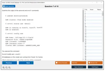 Oracle 1z0-068 Oracle Database 12c: RAC and Grid Infrastructure Administration Practice test exam simulator test engine exam Prep practice test questions answers Image 7