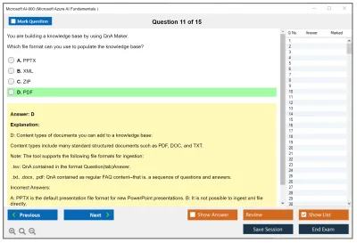 Microsoft AI-900 Microsoft Azure AI Fundamentals Practice test exam simulator test engine exam Prep practice test questions answers Image 11