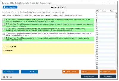 ServiceNow CIS-EM Certified Implementation Specialist - Event Management Exam Practice test exam simulator test engine exam Prep practice test questions answers Image 3