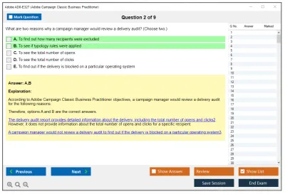Adobe AD0-E327 Adobe Campaign Classic Business Practitioner - Certified Expert Practice test exam simulator test engine exam Prep practice test questions answers Image 2
