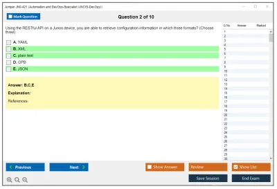 Juniper JN0-421 Automation and DevOps-Specialist (JNCIS-DevOps) Practice test exam simulator test engine exam Prep practice test questions answers Image 2