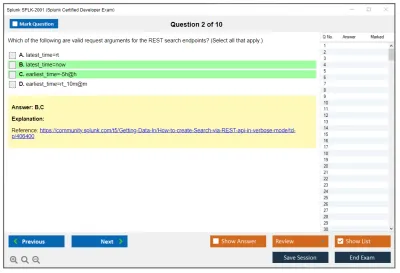 Splunk SPLK-2001 Splunk Certified Developer Exam Practice test exam simulator test engine exam Prep practice test questions answers Image 2