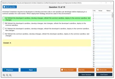 Salesforce Development-Lifecycle-and-Deployment-Architect Salesforce Certified Development Lifecycle and Deployment Architect Practice test exam simulator test engine exam Prep practice test questions answers Image 13
